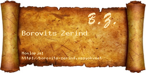 Borovits Zerind névjegykártya